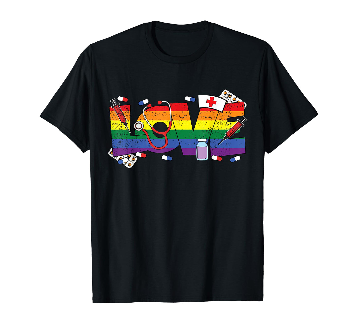 Gay Nurse LGBT-Q Pride Rainbow Flag RN LPN Nursing T-Shirt