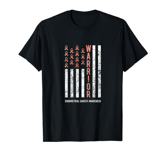 Warrior Peach Ribbon Endometrial Cancer Awareness T-Shirt