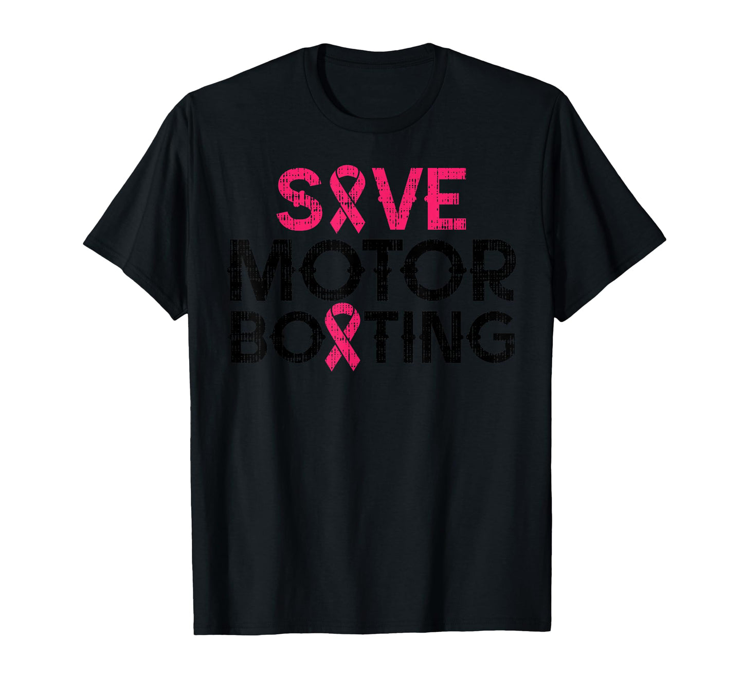 Save Motorboating Funny Pink Breast Cancer Awareness Support T-Shirt