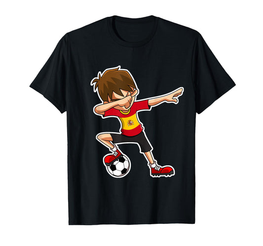 Dabbing Soccer Boy Spain Jersey, Spanish Kids Dab Gifts T-Shirt
