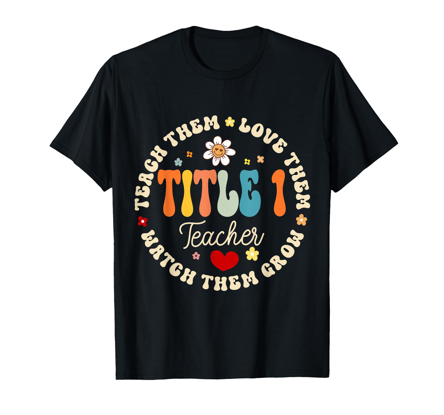 Groovy Title 1 teacher squad cute title 1 Reading Men Women Kids T-Shirt