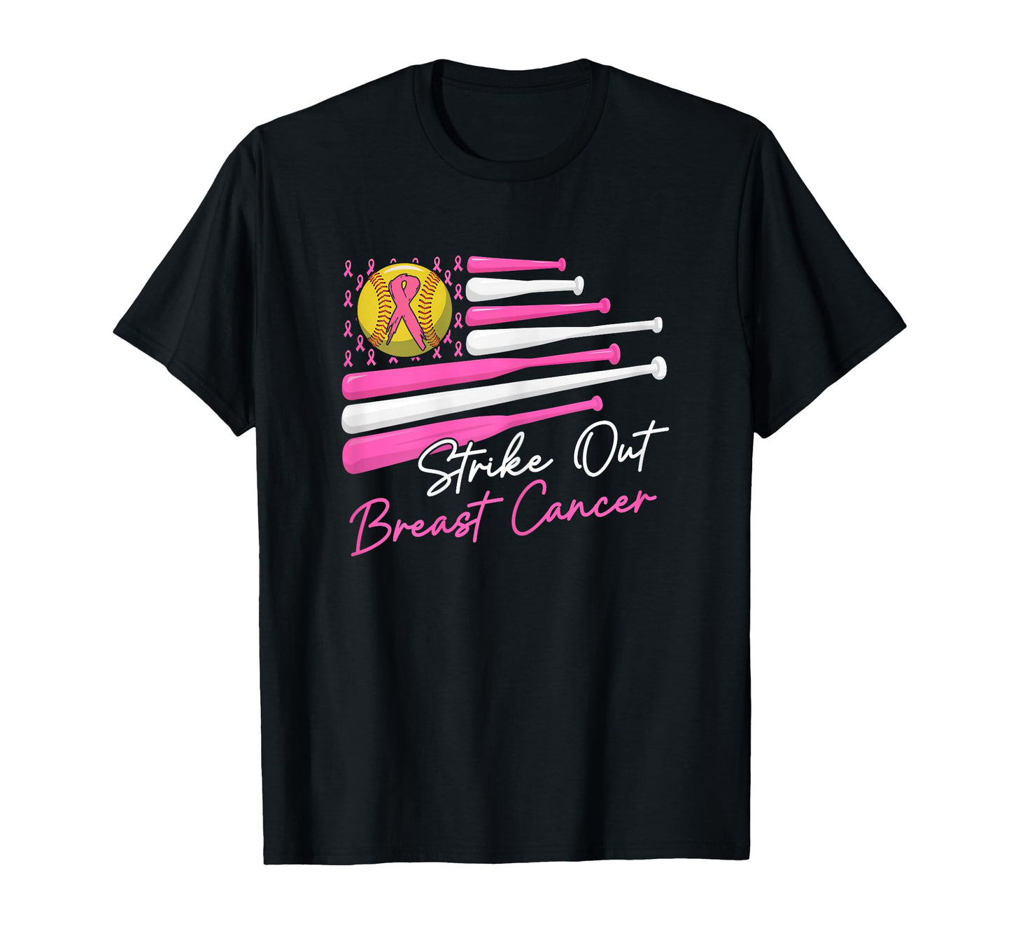 Strike Out Breast Cancer Softball Fight Awareness Men Women T-Shirt