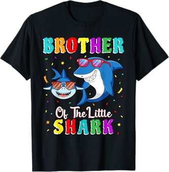Brother Of The Little Shark Little Brother Shark Birthday T-Shirt