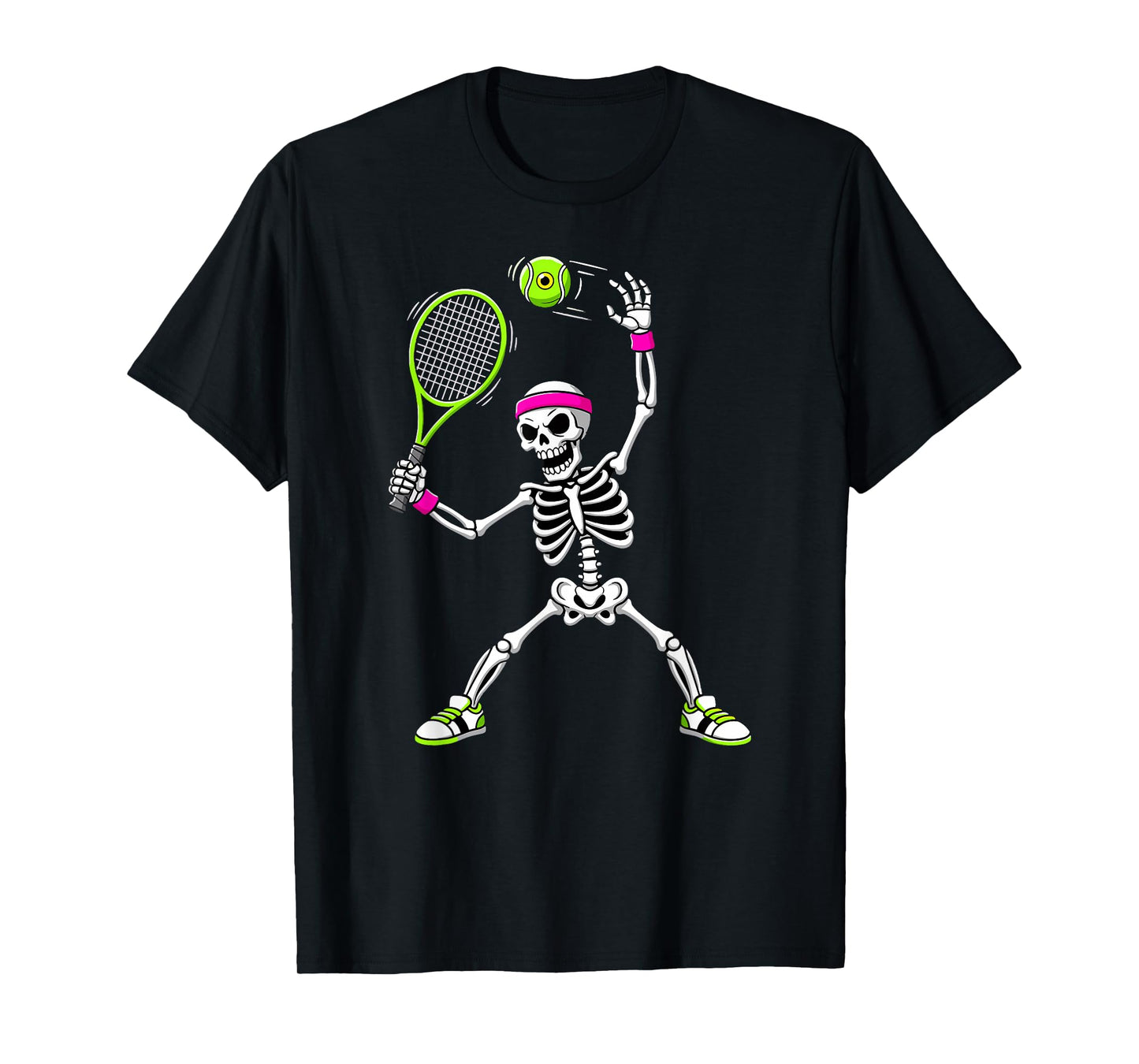 Halloween Tennis Skeleton Player Serve T-Shirt