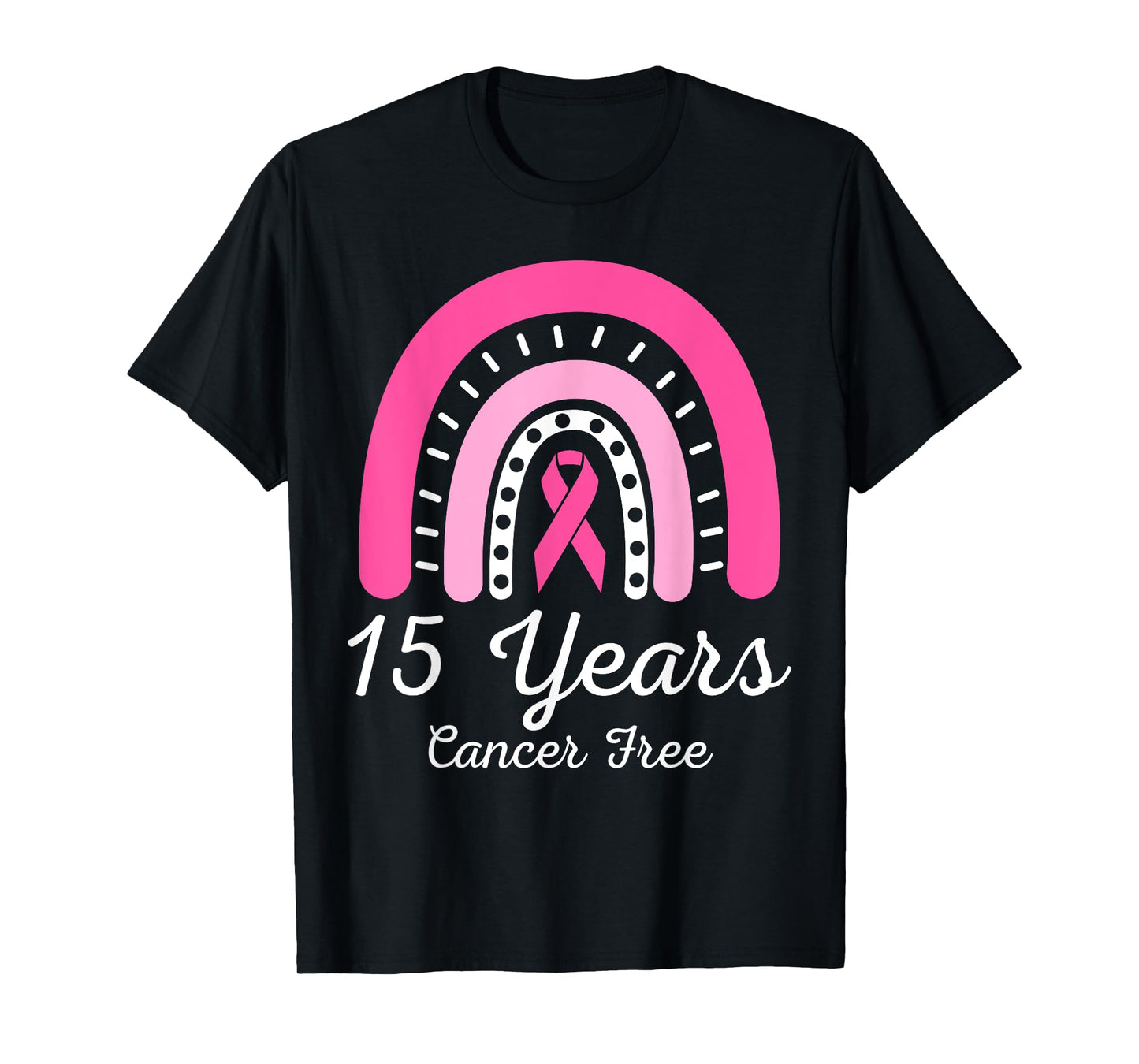 15 Years Cancer Free Survivor Breast Cancer Awareness Ribbon T-Shirt