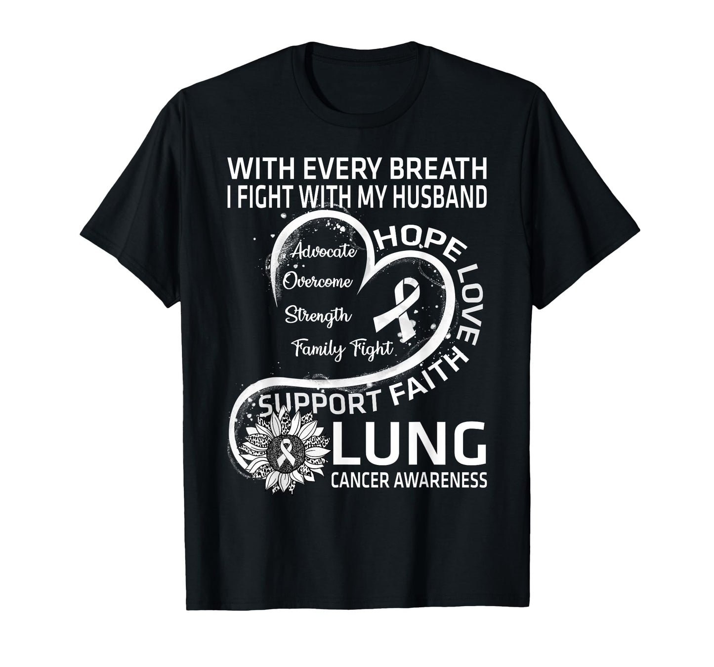 Lung Cancer Awareness Gift Husband Lung Cancer Ribbon T-Shirt