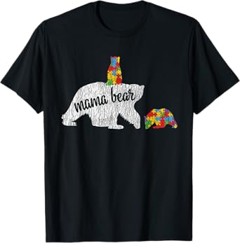 Autism Awareness Mama Bear Autistic Kids Awareness Mom Gift T-Shirt