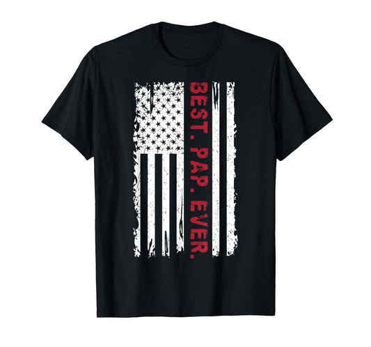 US Flag Best Pap Ever Father's Day Tee Daddy Grandpa Vintage T-Shirt