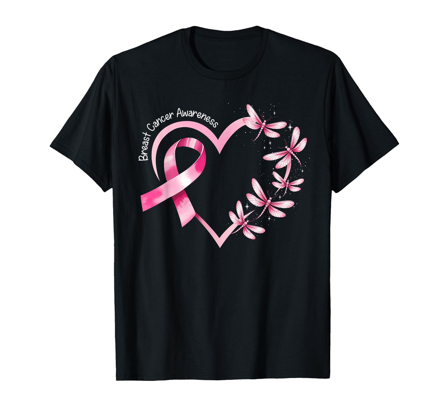 Breast Cancer Awareness Dragonflies Pink Ribbon Womens T-Shirt