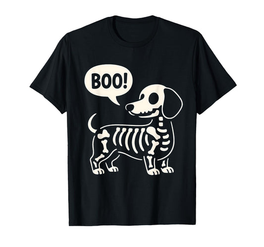Cute Dachshund Doxie Skeleton Boo Wiener Dog Halloween T-Shirt