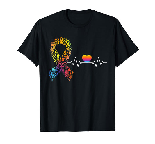 All Cancer Matters Awareness Day Heartbeat Ribbon T-Shirt