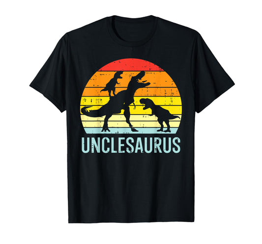 Unclesaurus Trex Uncle Sunset Retro Fathers Day Dinosaur Men T-Shirt