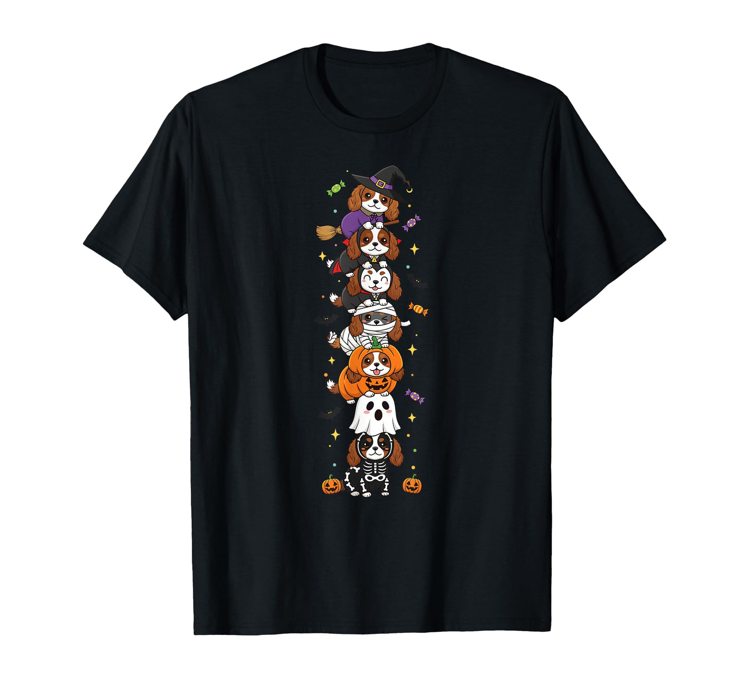 Cavalier King Charles Spaniel Witch Vampire Ghost Halloween T-Shirt