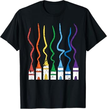 Crayon Coloring Art Lover SteMi Apparel Crayon Lover Coloring Artistic Drawing Color Multicolor Rainbow Art Themed T-Shirt for Unisex Adults