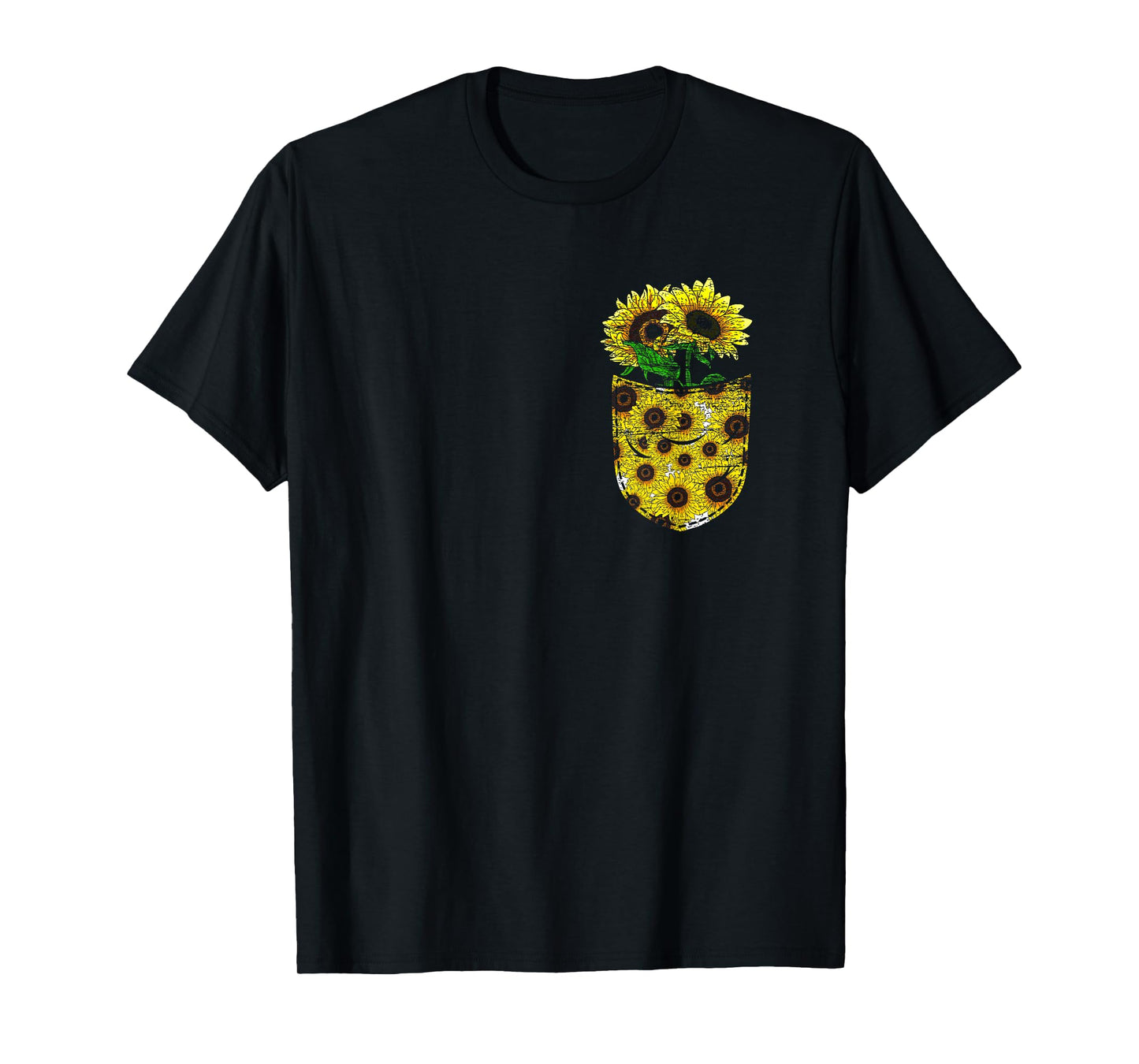 Blossom Yellow Flower Florist Floral Cute Pocket Sunflower T-Shirt