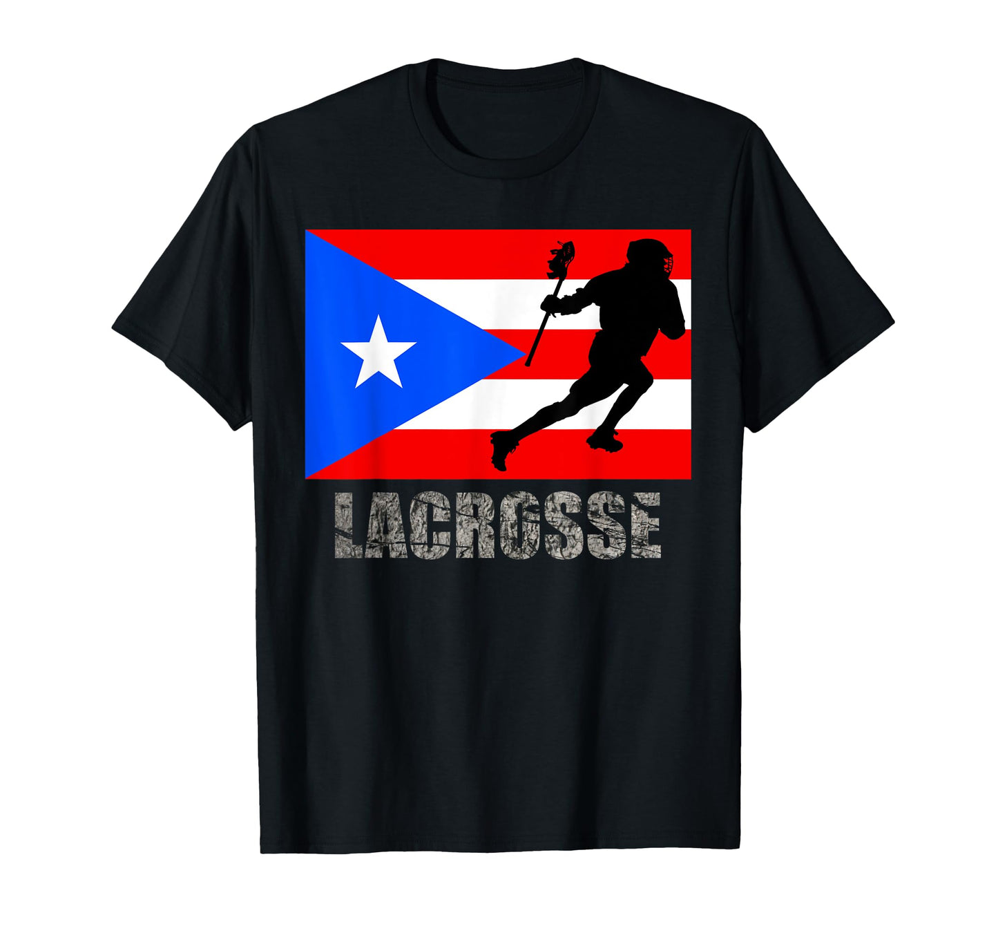 Lacrosse Puerto Rico Flag T-Shirt Fan Vintage Retro Boricua T-Shirt