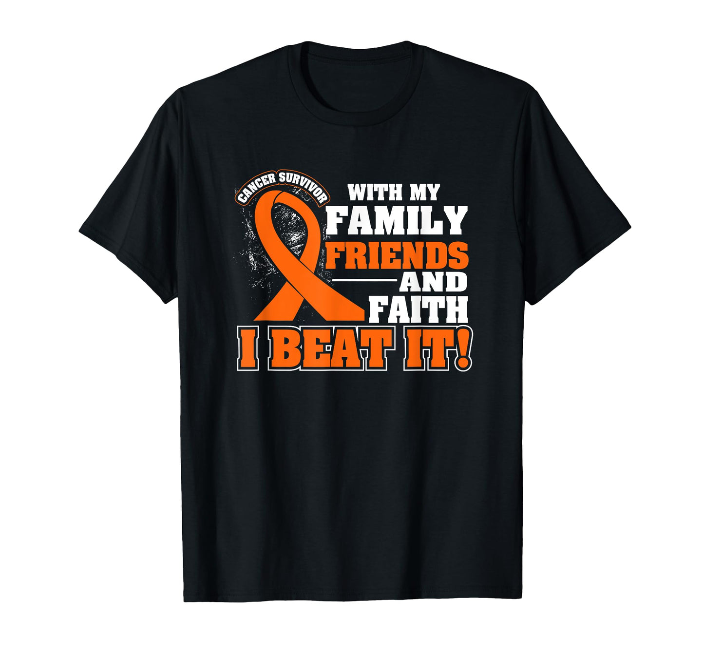 Family Faith I Beat It Leukemia Cancer Awareness Ribbon T-Shirt