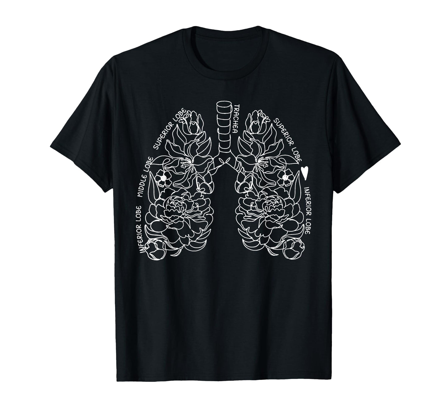 Anatomy Floral Drawing Respiratory Lungs Map Science And Art T-Shirt