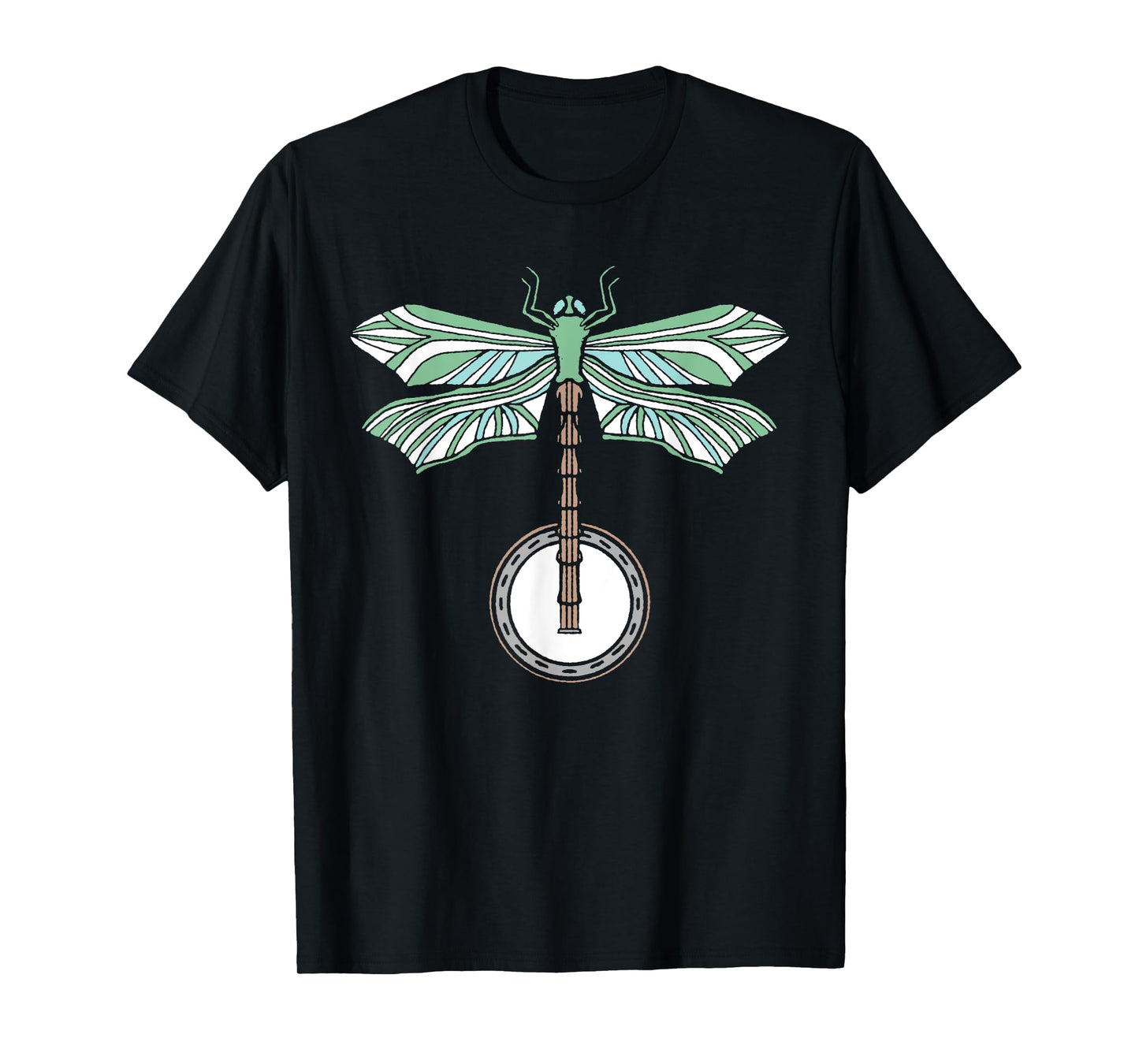 Banjo Dragonfly Artistic Illustration Vintage Retro Graphic T-Shirt