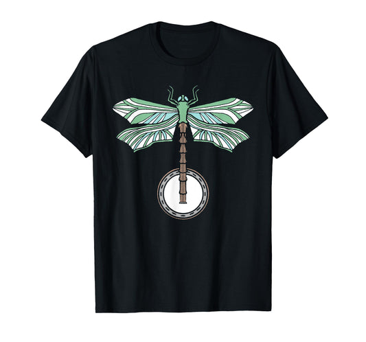 Banjo Dragonfly Artistic Illustration Vintage Retro Graphic T-Shirt
