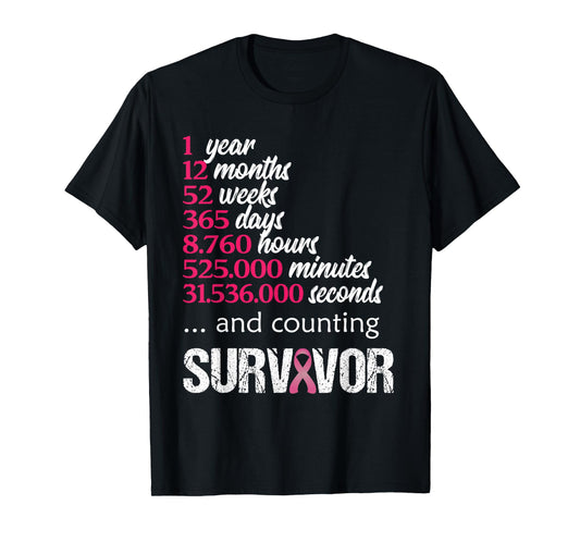 One 1 Year Survivor Breast Cancer Shirt Awareness Gift 2018 T-Shirt