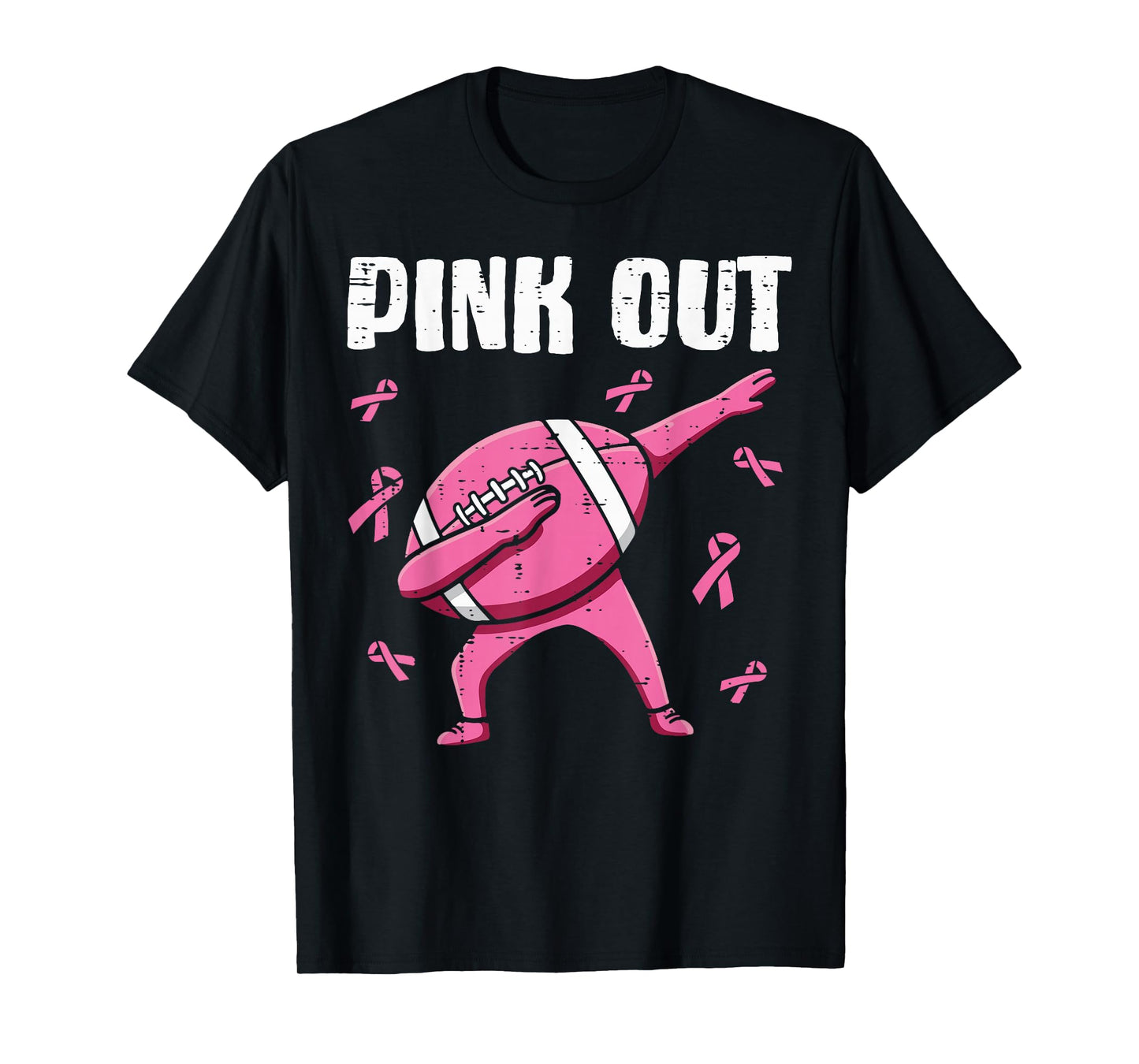 Breast Cancer Football Dab Pink Out Awareness Boys Girl Kids T-Shirt