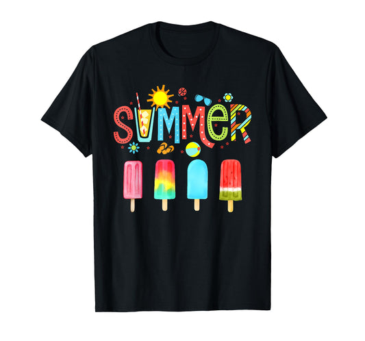 Hello Summer Vacation Ice Cream Popsicle Ice Lolly Gifts Men Women Girls Kids T-Shirt
