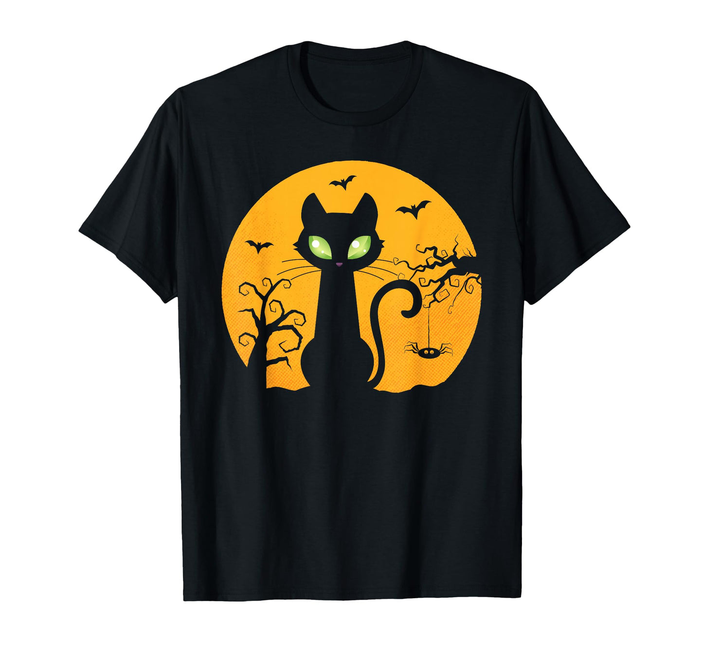 Black Cat Halloween Costume Vintage Spooky Moon Cat T-Shirt