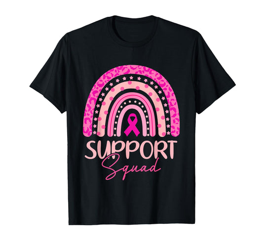 Support Squad Pink Rainbow Breast Cancer Awareness Women T-Shirt
