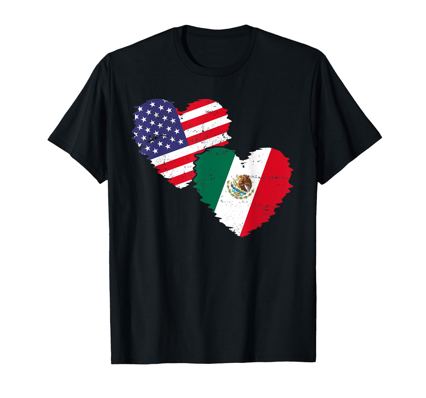 US Flag Mexican Flag Friendship Hearts Mexico T-Shirt for Women Kids Men