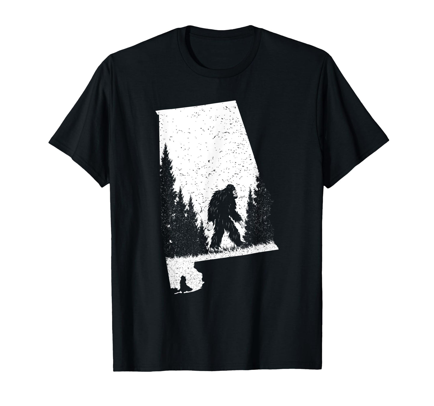Alabama Bigfoot Pride Flag Sasquatch Silhouette State Pride T-Shirt