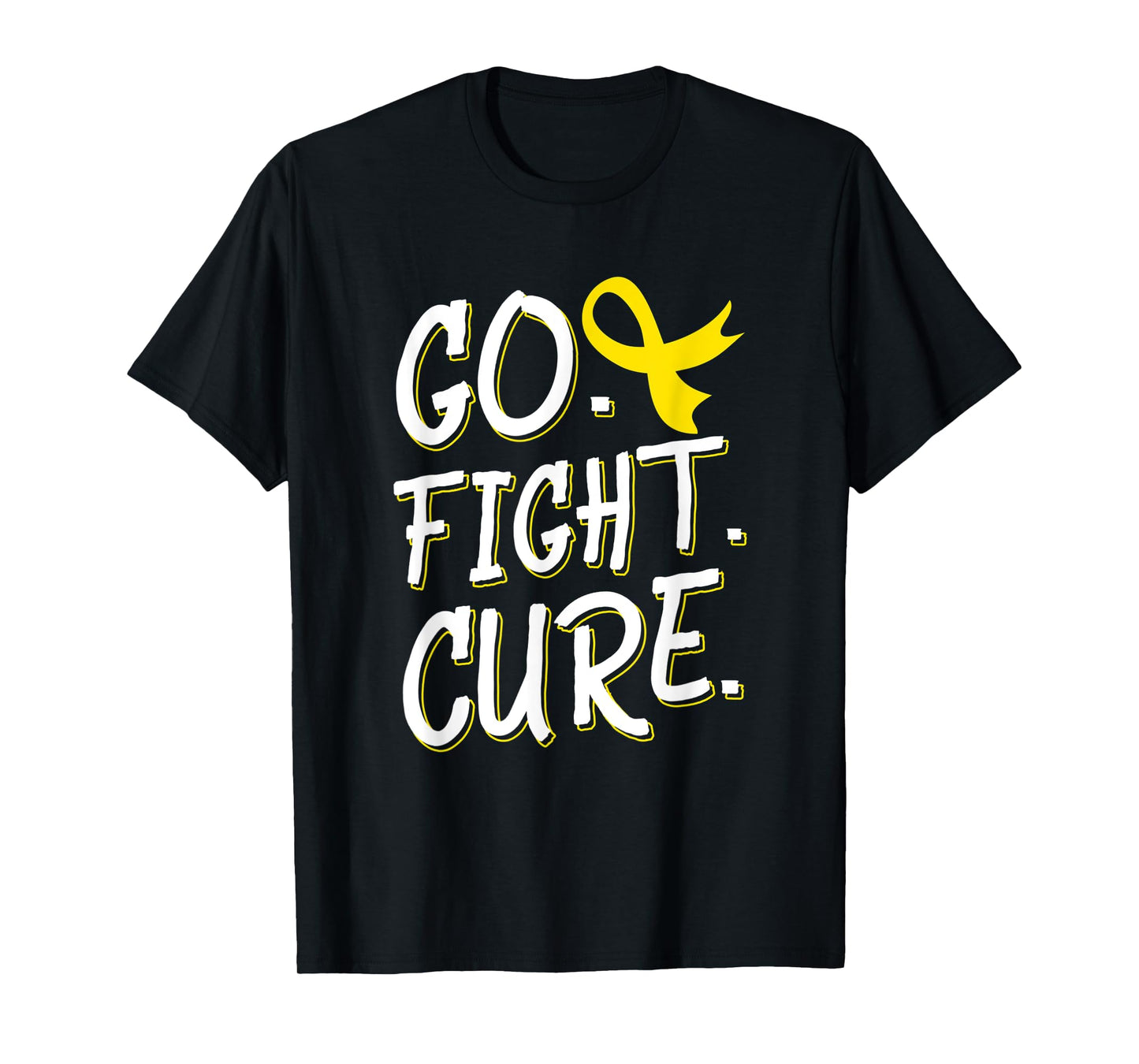 Go Fight Cure Childhood Cancer Gold Ribbon Awareness T-shirt