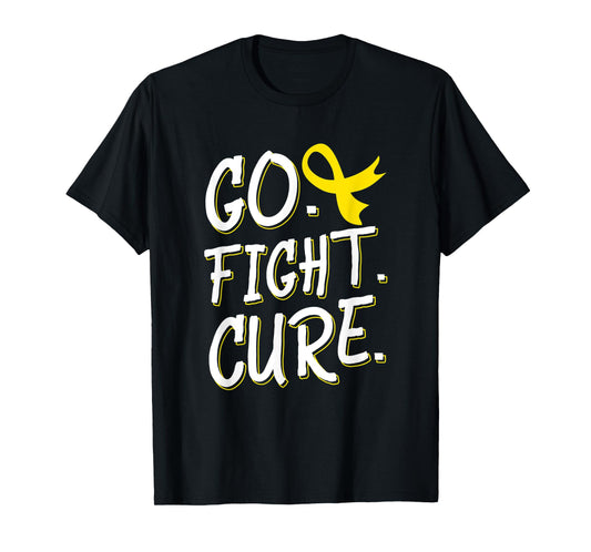 Go Fight Cure Childhood Cancer Gold Ribbon Awareness T-shirt