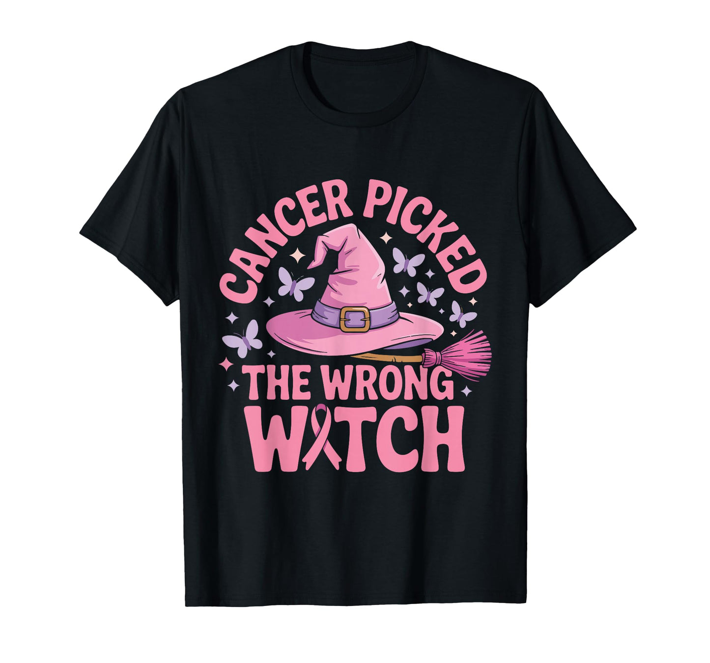Cancer Picked The Wrong Witch Breast Cancer Awareness T-Shirt