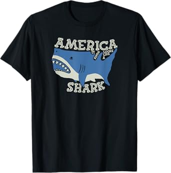 America map it kinda looks like a shark funny sharks lovers T-Shirt