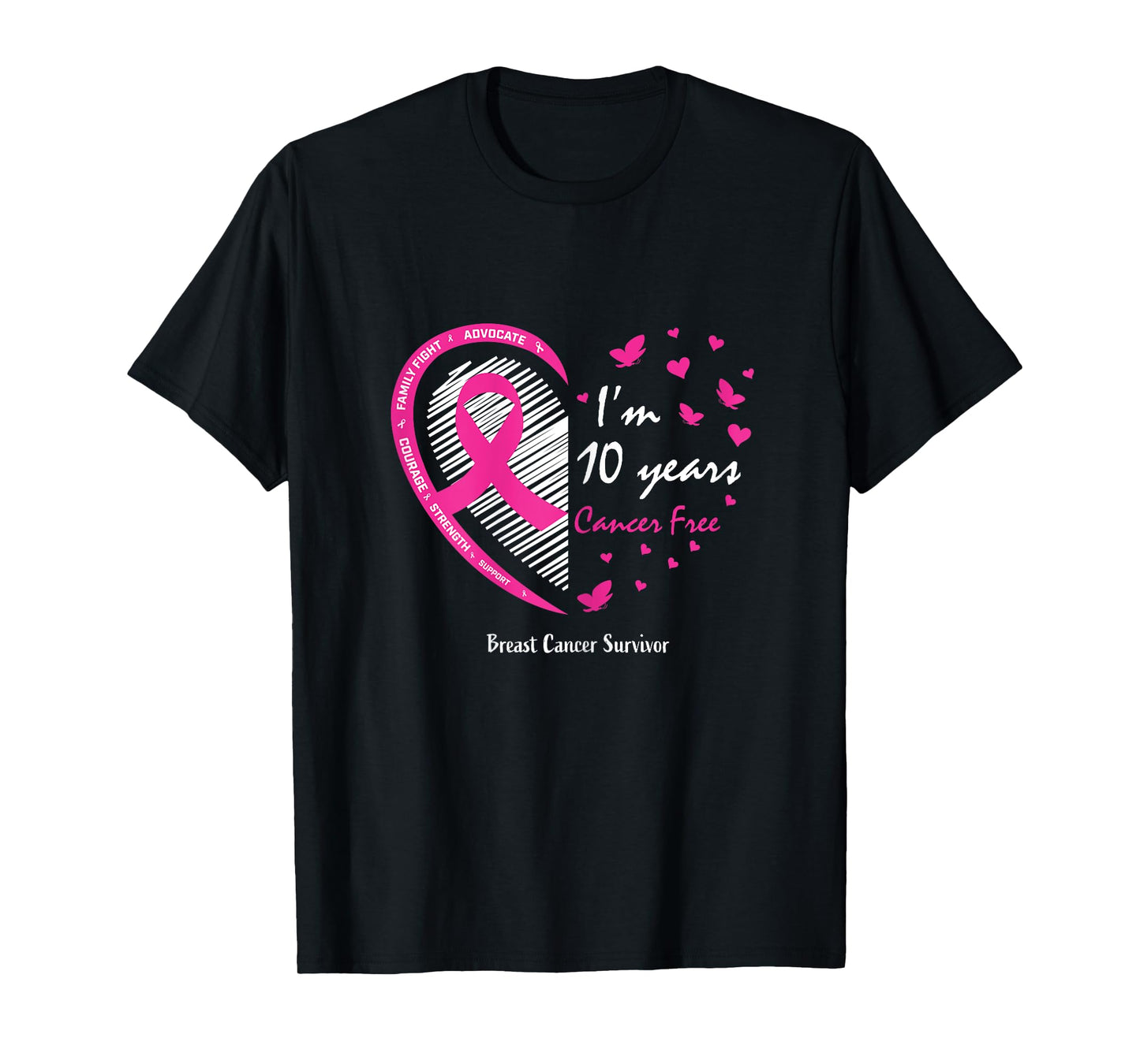 10 Year Survivor Gifts Women Mom Pink Breast Cancer Survivor T-Shirt