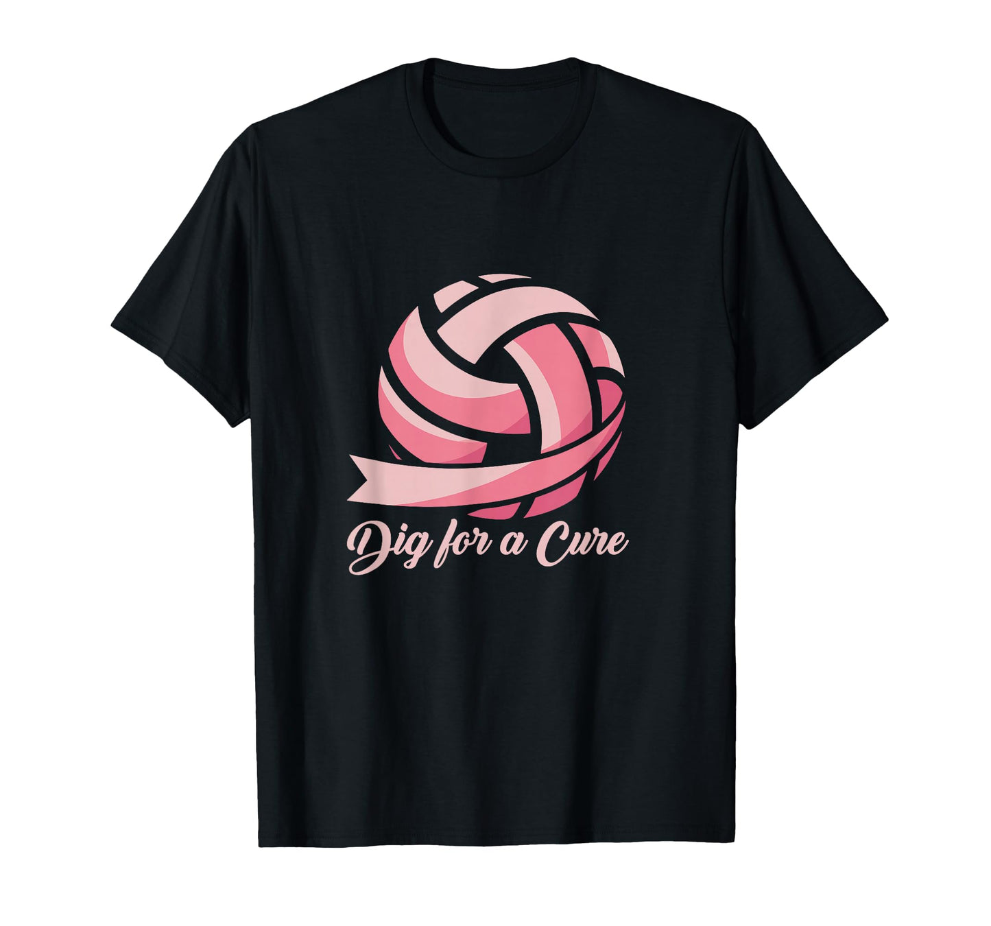 Funny Dig for Cure Ribbon Volleyball Breast Cancer Awareness T-Shirt