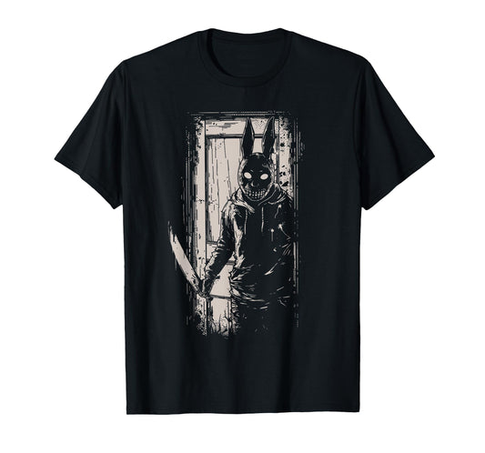 Horror Scary Creepy Bunny Mask Man Rabbit Alt Goth Slasher T-Shirt