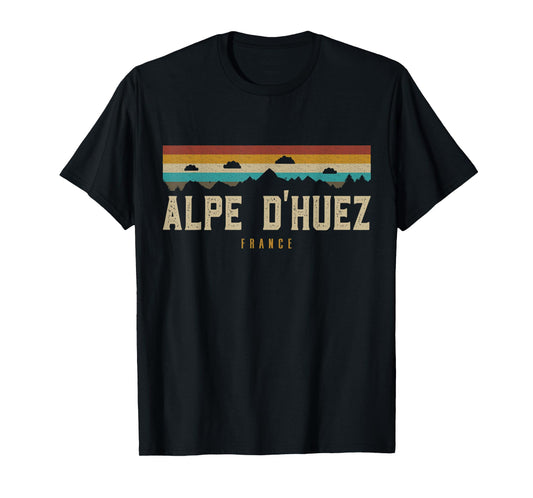 Alpe D'Huez Vintage Mountains Hiking Camping France Retro T-Shirt
