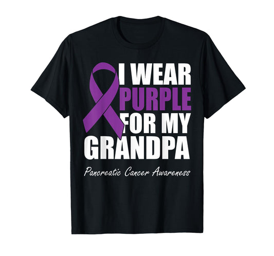 I Wear Purple For My Grandpa Pancreatic Cancer Awareness T-Shirt