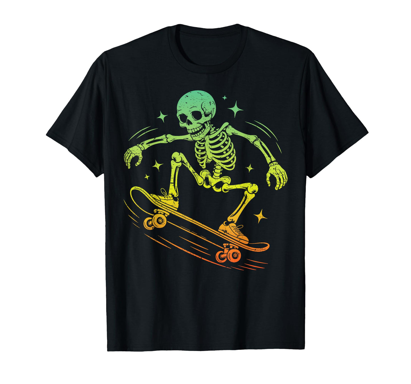Skeleton Skate Skateboard Halloween Men Women Boys Kids T-Shirt
