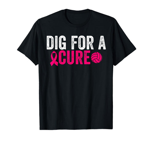 Dig For A Cure Breast Cancer Awareness Volleyball Pink T-Shirt