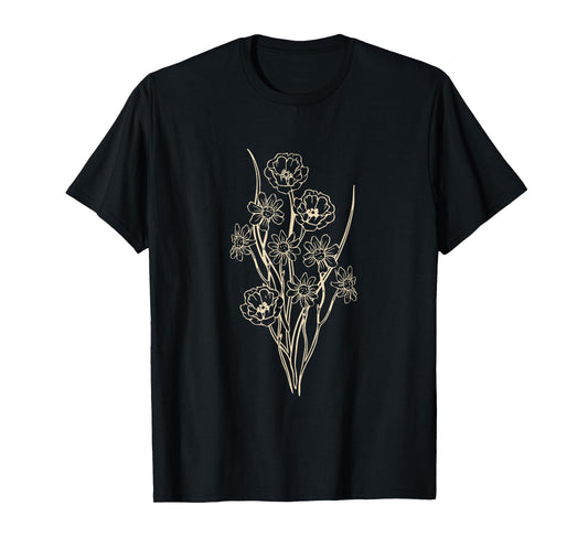 Cottagecore Gardening Clothing for Women and Men Naturalist Graphic Botanical Plant Boho Flower Wildflower T-Shirt