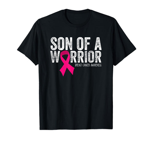 Son of a Warrior Mother Breast Cancer Awareness Gift Pink T-Shirt