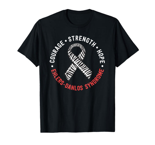 Courage Strength Hope Ehlers-Danlos Syndrome EDS Zebra T-Shirt