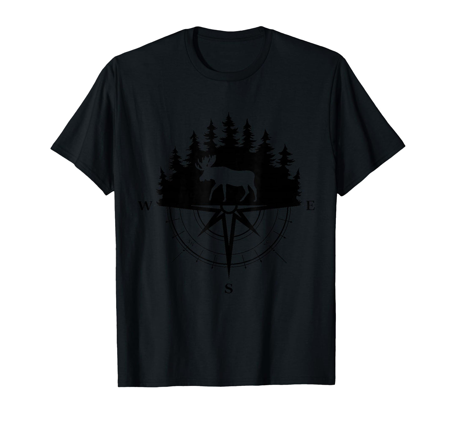 Retro Forest Trees Outdoors Wildlife Camping Nature Moose T-Shirt