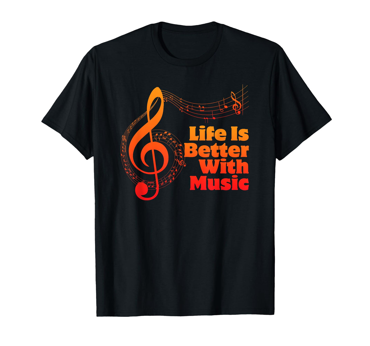 Life Is Better With Music Theory Musician Teacher Notes Clef T-Shirt