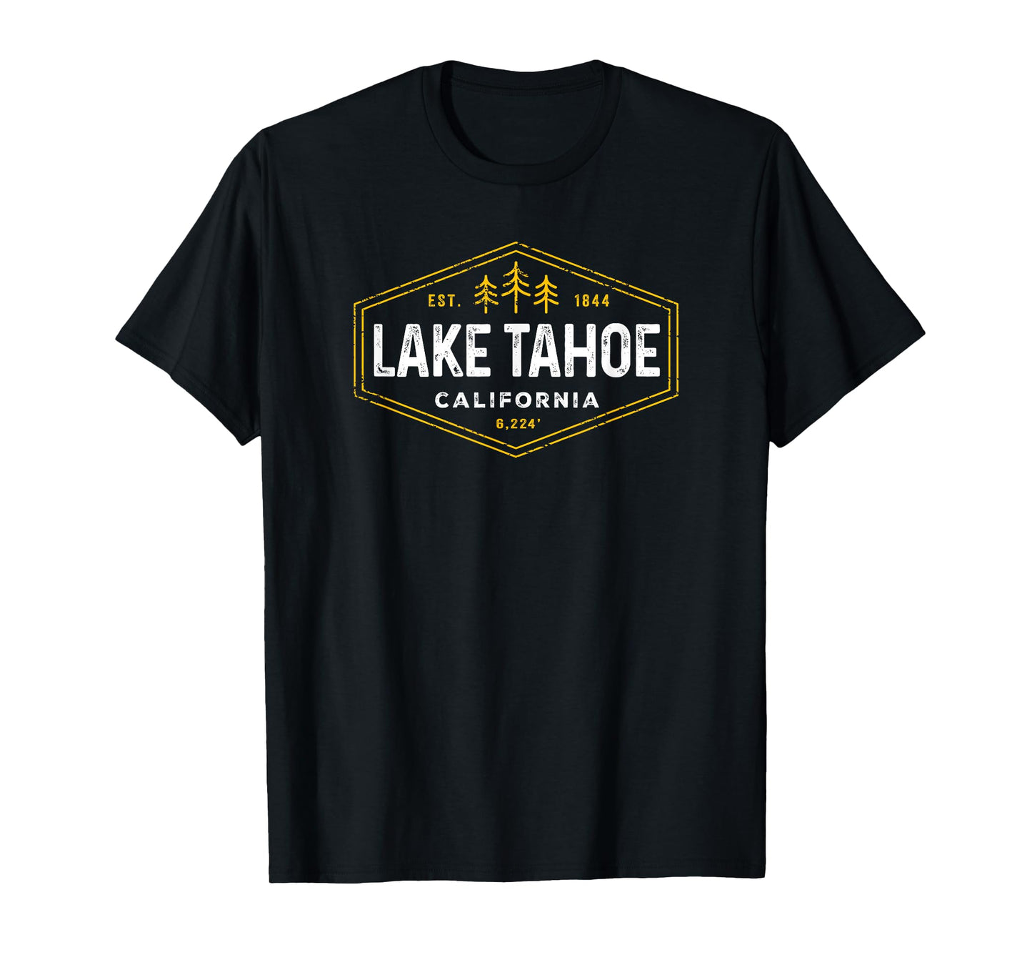Vintage Lake Tahoe Hexagon Badge California Retro Souvenir T-Shirt