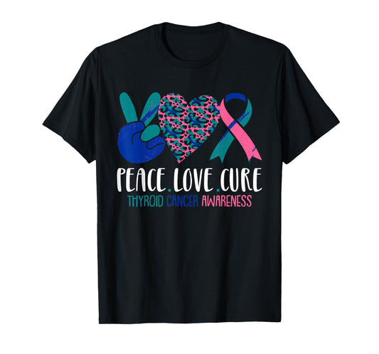 Peace Love Cure Thyroid Cancer Awareness Survivor Warrior T-Shirt