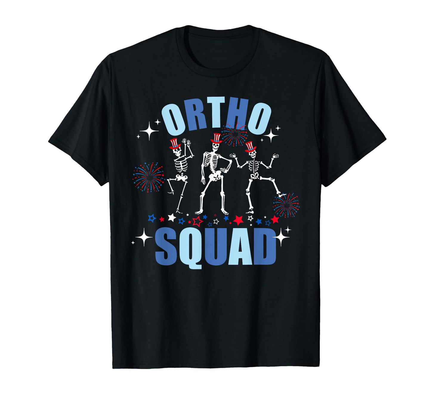 Skeleton Dancing Ortho Squad 4th Of July USA Flag Orthopedic T-Shirt
